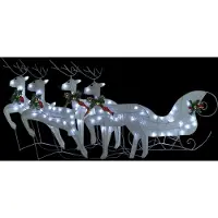 Syfax Renne e Slitta di Natale Decorazione Esterni 100 LED Bianco