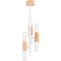 Alfa Lampada a sospensione HIROCO in legno chiaro e bianco, 6xE14x10W, legno, dimensioni: 73x20x20 cm, IP20,