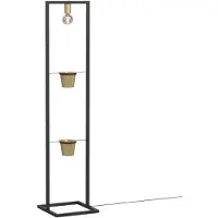 Luminex Lampada da terra nera 2 aiuole dorate 1xE27 15W Flores