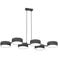 Emibig LIGHTING Lampada a sospensione DRUMZ, nera, lunghezza 100 cm, a 6 luci, tessuto, E14