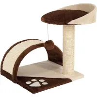 OEM Piccolo tiragraffi con palla di peluche e arco tiragraffi alto 43 cm - Comodo punto di riposo per gatti piccoli e grandi - Marrone/beige
