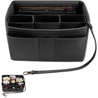 OEM Organizer da borsa in feltro nero con scomparti e cerniera