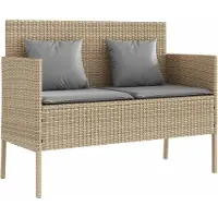 vidaXL Panchina da giardino con cuscini Beige Poly Rattan