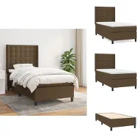 vidaXL Letto a molle con materasso in tessuto marrone scuro 100x200 cm - Letti e strutture letto