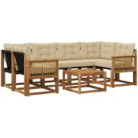 vidaXL Set da salotto da esterno , 7 pezzi, color naturale e beige