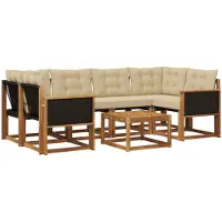 vidaXL Set da salotto da esterno , 7 pezzi, color naturale e beige
