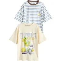 Next Camicia da notte 'Hello Kitty' blu chiaro / giallo / giallo chiaro / oliva