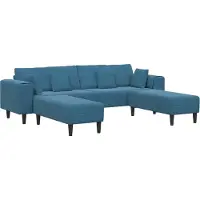 vidaXL Divano, 3 posti, blu, in velluto
