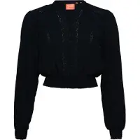 Superdry per donna. W6011796A Camicetta Lace Trim Smock blu marino (L), Casual, Cotone, Manica lunga, Navy