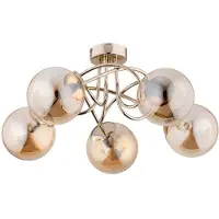 Alfa Lampada da soffitto BANKO oro-ambra 5xE14x10W in vetro, dimensioni: 26x51x51 cm, IP20,