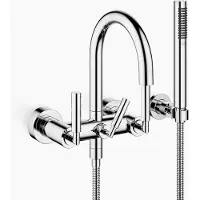 Dornbracht TARA Mitigeur de bain pour montage mural avec garniture de douche flexible, saillie 240mm, 25133882-00, 25133882-00
