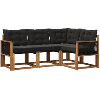 vidaXL Set di divani da esterno, 4 pezzi, colore naturale e nero