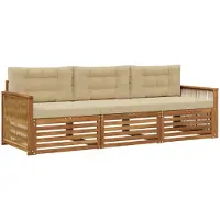 vidaXL Set di divani da esterno, 3 pezzi, color naturale e beige