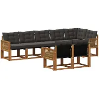 vidaXL Set da salotto da esterno, 8 pezzi, colore naturale e nero