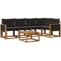 vidaXL Set di divani da esterno, 6 pezzi, colore naturale e nero