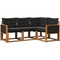 vidaXL Set di divani da esterno, 4 pezzi, colore naturale e nero