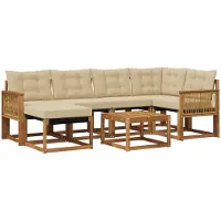 vidaXL Set da salotto da esterno , 7 pezzi, color naturale e beige