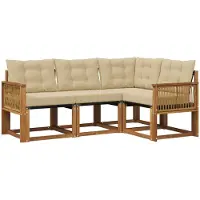 vidaXL Set di divani da esterno, 4 pezzi, colore naturale e beige