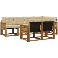vidaXL Set da salotto da esterno , 7 pezzi, color naturale e beige