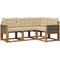 vidaXL Set di divani da esterno, 4 pezzi, colore naturale e beige