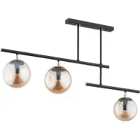 Alfa Lampada da soffitto in stile industriale nera con tre sfere di vetro dorate NOSCA 3xE14 10W ALF63032