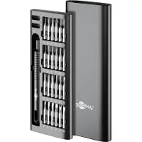 Goobay 77835 Set di cacciaviti con set di punte di precisione da 48 pezzi, nero - Set di utensili per lavori di avvitatura, montaggio e fai da te di precisione