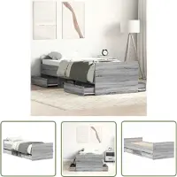 The Living Store Struttura letto con testiera e pediera Grey Sonoma 90x190 cm