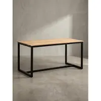 KADIMA DESIGN Tavolo da pranzo 180x90x76 cm in legno massello di acacia e metallo, stile loft, tavolo da cucina con gambe in metallo, grande tavolo in legno in stile industriale, tavolo da pranzo rettangolare