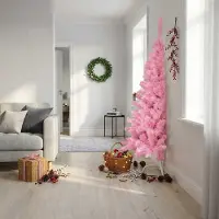 Prolenta Maison Exclusive - Albero di Natale artificiale a metà, con supporto, color rosa, 180 cm, in PVC