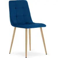 Leobert Sedia KARA - velluto blu navy / gambe in legno x 1