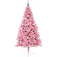 vidaXL Albero di Natale artificiale preilluminato rosa 240 cm PVC