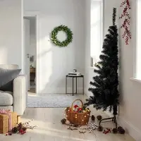Prolenta Maison Exclusive - Albero di Natale artificiale a metà, con base, colore nero, 150 cm, in PVC