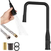 Granitan - Miscelatore cucina - Rubinetto cucina altezza 46 cm - Miscelatore lavello nero - VECTOR