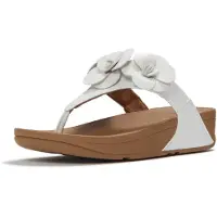 FitFlop per donna. A4N-194 Sandali Lulu Flower in pelle bianca con infradito (40), Bianco, 3 a 5cm, Nessuno, Casual