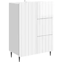 vidaXL Credenza , bianco lucido, 66 x 34,5 x 91,5 cm, materiale a base di legno