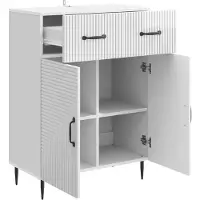 vidaXL Credenza , bianco lucido, 66 x 34,5 x 89,5 cm, materiale a base di legno
