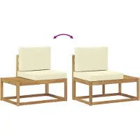 vidaXL Set di divani da esterno, 2 pezzi, bianco e crema, in poliestere