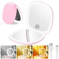 OEM Specchio compatto da 3,9" con ingrandimento 1x/10x, 3 colori di luce, rosa