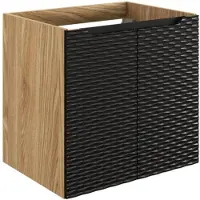 Meublorama Mobile sottolavabo YOKA - Rovere chiaro e nero - L60 × P46 × H57 cm - Da appendere