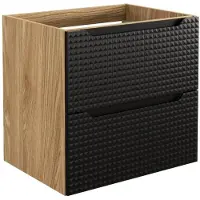 Meublorama Mobile sottolavabo VELNIA – 2 cassetti – 60 cm – Colori rovere chiaro e nero – Da appendere