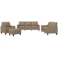 Syfax Set di Divani 4 pz con Cuscini cappuccino in Pelle finta