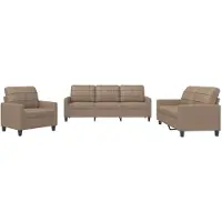 Syfax Set di Divani 3 pz con Cuscini cappuccino in Pelle finta