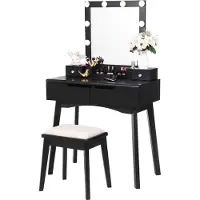 OEM Toeletta con illuminazione e cassetti, nera