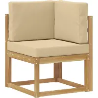 vidaXL Set divani da esterno , 7 pezzi, bianco e beige, legno massello di acacia