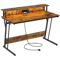 OEM Scrivania per computer Rootz Vintage Brown - Scrivania da ufficio - Truciolato e acciaio - 60 cm x 120 cm x 76 cm - Supporto per monitor - Robusta - 19,6 kg