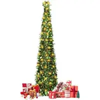 OEM Albero di Natale in plastica, 150 cm, verde, con luci e stella