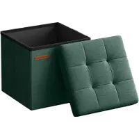 OEM Rootz - Seduta da 30 cm con vano portaoggetti - Seduta pieghevole con cassettone - Vano portaoggetti - Capacità 22 L - 30 x 30 x 30 cm - Tessuto Linenimity verde