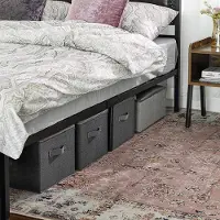 OEM Contenitori Rootz – Set da 3 – Coperchio – Pieghevoli – Tessuto – Manici – Grigio – 40 x 30 x 25 cm