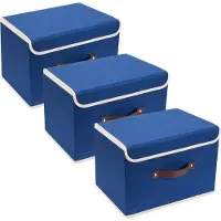 OEM scatole portaoggetti pieghevoli in 3 pezzi con coperchio, scatole portaoggetti con coperchio, scatole per vestiti, scatole portaoggetti per giocattoli, scaffale, blu classico