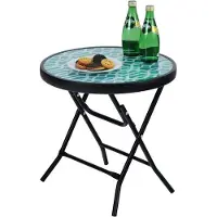 OEM Tavolino pieghevole rotondo in vetro e metallo per balcone